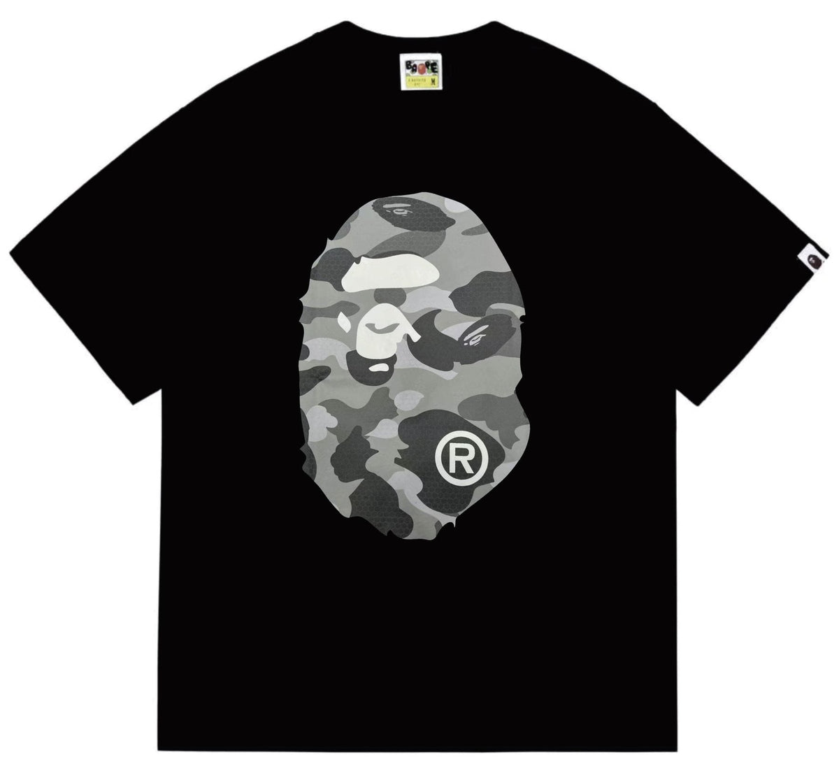 BAPE Grey Camo Ape Head Graphic T-Shirt — front