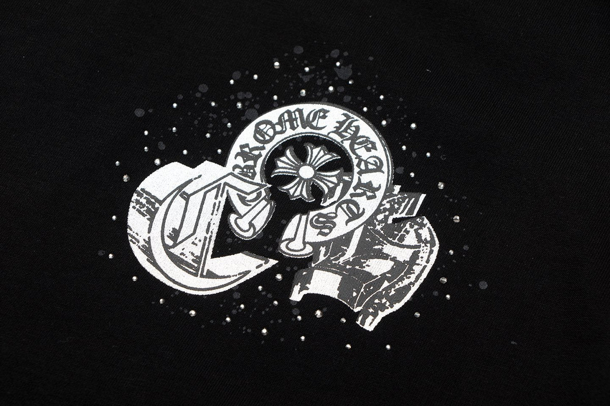 Chrome Hearts Splatter Rhinestone Graphic T-Shirt — detail